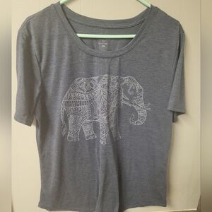 Zoe + Liv Blue Tribal Elephant Graphic Tee- XXL